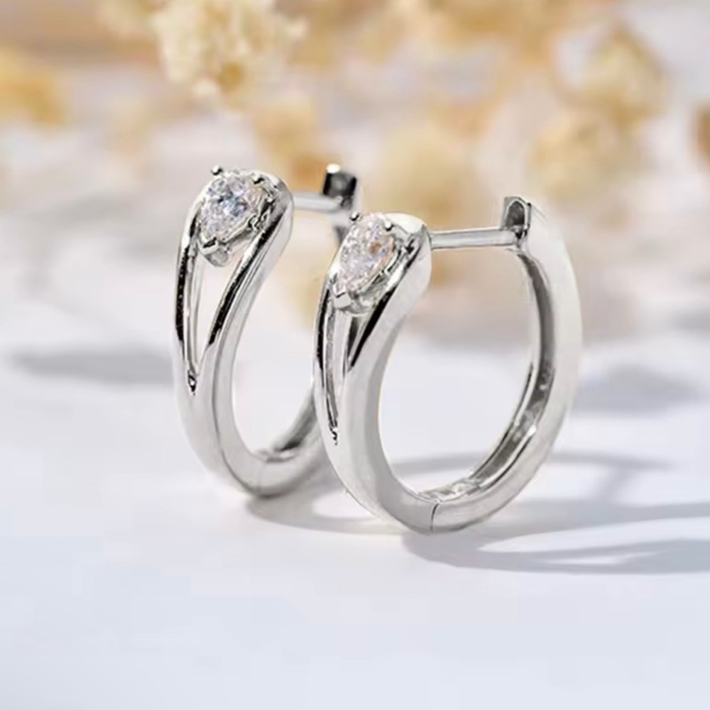 New Diamonds White Gold Plated Hoop Earrings